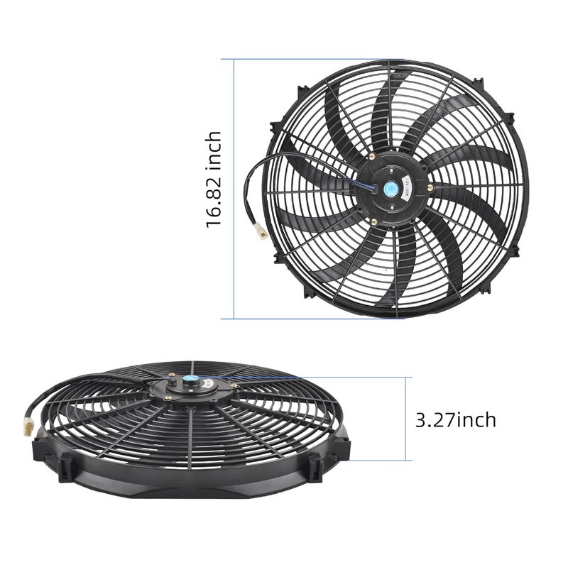 GESEXI 14" Electric Radiator Cooling Fan Assembly Kit, Universal High Performance 12V 90W Motor with Fan Mounting Kit - Black (2 Pack) - Image 4